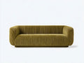 Divano 3 posti in velluto a coste 210x92x76 cm - verde oliva - per soggiorno - design curvo d'ispirazione rétro