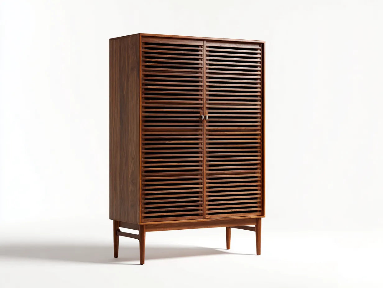 Armadio a 2 ante con ante a persiana 100x45x170 cm - legno marrone - stile moderno