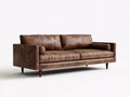 Divano 3 posti in ecopelle vintage 224x91x83 cm - marrone invecchiato - per soggiorno - design lineare con cuscini cilindrici