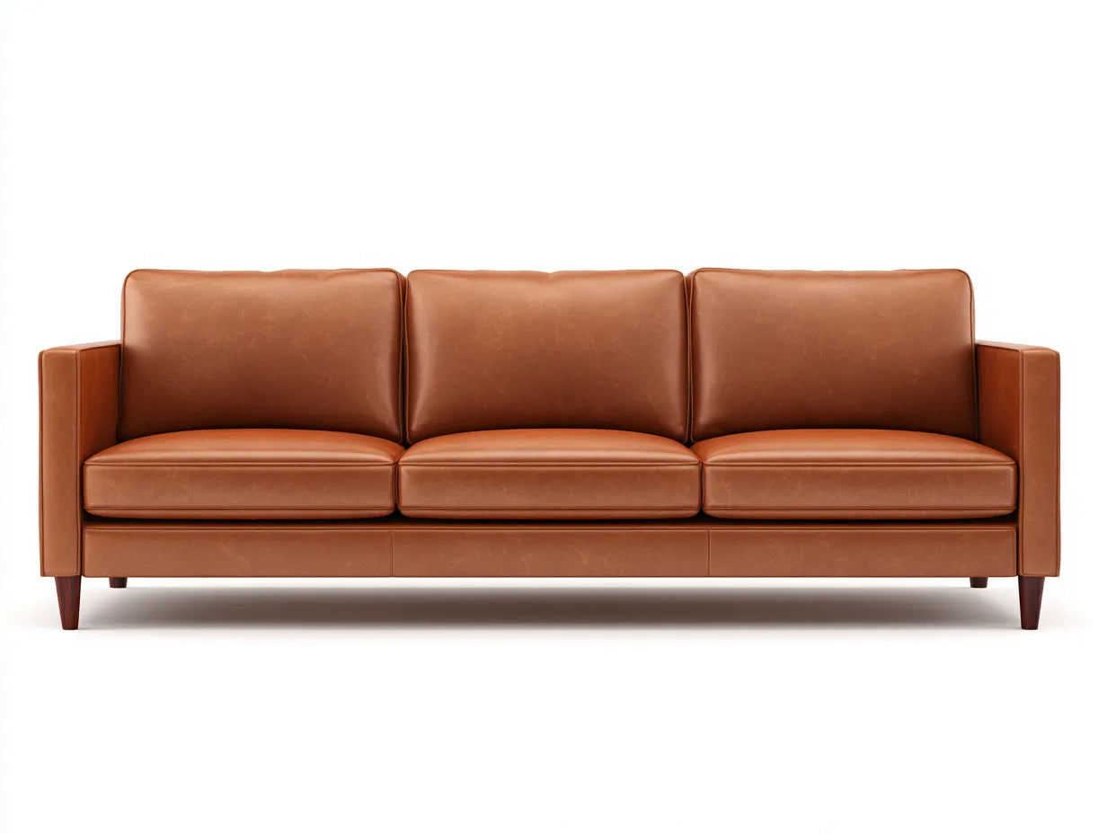Divano 3 posti in ecopelle 230x92x82 cm - cuoio chiaro - per soggiorno - design lineare con cuscini ampi