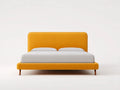 Letto matrimoniale imbottito in giallo senape con testiera alta rettangolare e struttura bassa 200 x 160 x 113 cm - per camera da letto - stile moderno e vivace