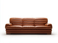 Divano 3 posti in ecopelle 228x94x78 cm - cognac - per soggiorno - design rétro imbottito a fasce