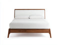 Letto matrimoniale in legno finitura noce con testiera aperta e struttura rialzata 200 x 160 x 112 cm - per camera da letto - stile moderno naturale