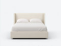Letto matrimoniale imbottito in bianco avorio con testiera alta lineare e struttura minimale 200 x 160 x 118 cm - per camera da letto - stile essenziale e raffinato
