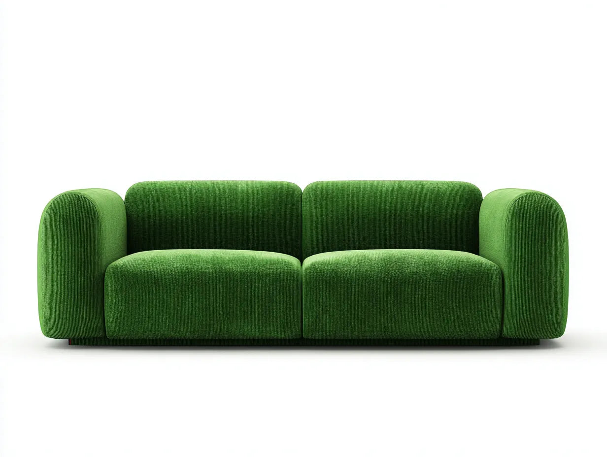 Divano 3 posti in tessuto bouclé 208x92x76 cm - verde prato - per soggiorno - design arrotondato dal gusto contemporaneo