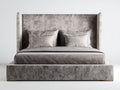 Letto matrimoniale imbottito in velluto 200 x 160 x 145 cm - beige chiaro - per camera da letto - design moderno