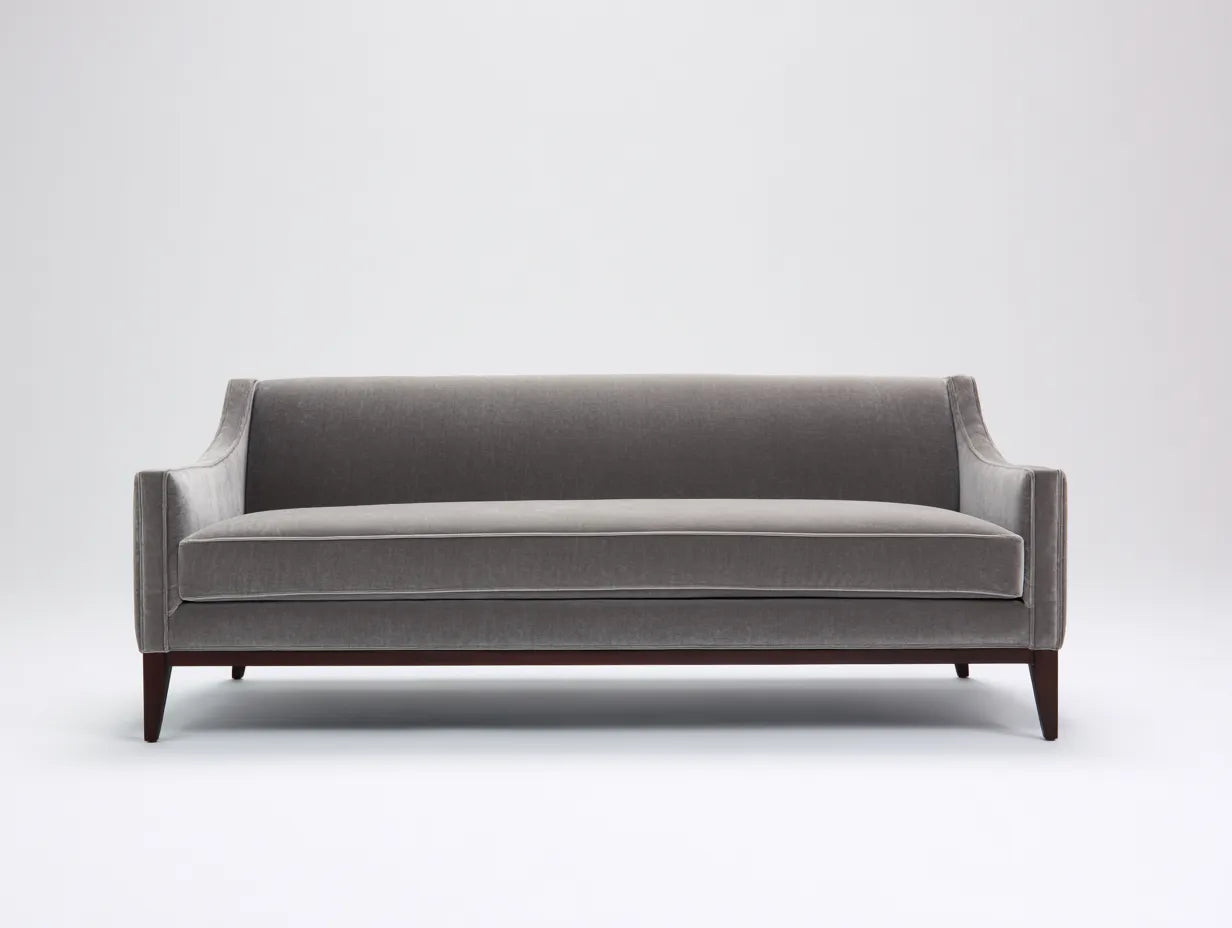 Divano 3 posti in velluto 220x90x80 cm - grigio perla - per soggiorno - design essenziale con gambe in legno scuro