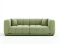 Divano 3 posti in tessuto bouclé 226x96x82 cm - verde salvia chiaro - per soggiorno - design geometrico con cuscini decorativi