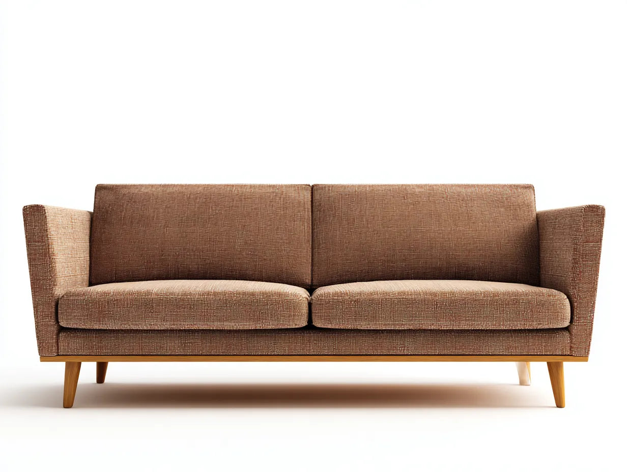 Divano 3 posti in tessuto 218x88x82 cm - marrone nocciola - per soggiorno - design essenziale con gambe in legno chiaro