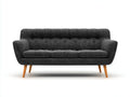 Divano 3 posti in tessuto bouclé 215x88x84 cm - grigio antracite - per soggiorno - design rétro capitonné con gambe in legno