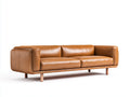 Divano 3 posti in ecopelle 215x88x76 cm - ambra - per soggiorno - design moderno con braccioli voluminosi e gambe in legno