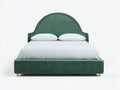 Letto matrimoniale imbottito in verde salvia con testiera arcuata e piedini dorati 200 x 160 x 135 cm - per camera da letto - stile elegante e contemporaneo